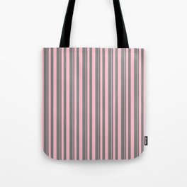 [ Thumbnail: Pink & Gray Colored Lines Pattern Tote Bag ]