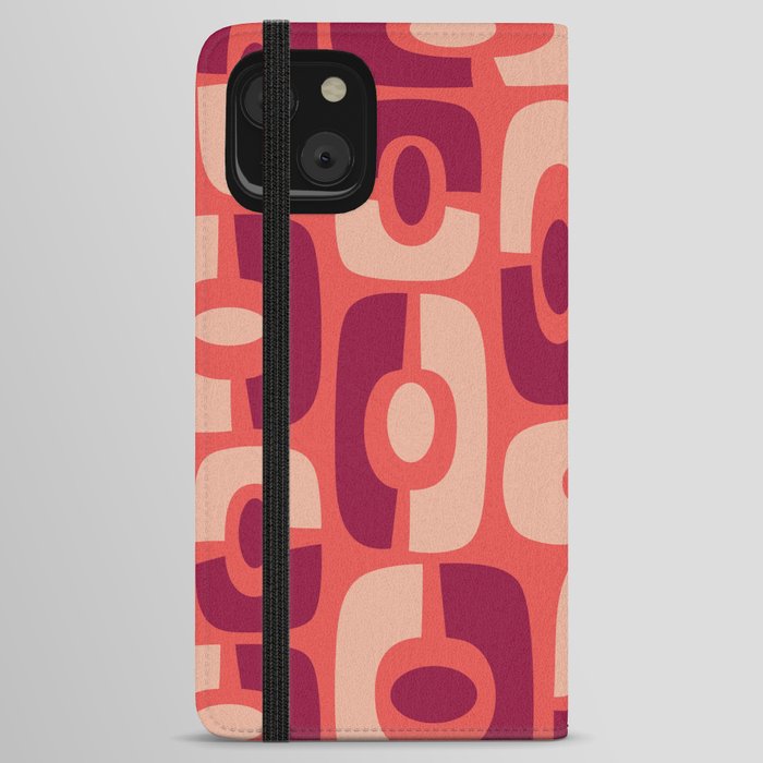 Colorful Mid-Century Modern Cosmic Abstract 391 Orange and Burgundy iPhone Wallet Case