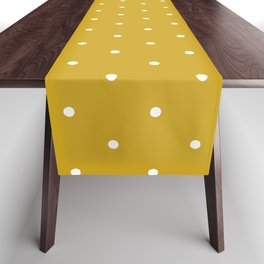 Minimalist Polka Dot Pattern (white/mustard yellow) Table Runner