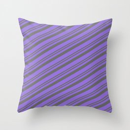 [ Thumbnail: Dim Grey and Purple Colored Pattern of Stripes Throw Pillow ]