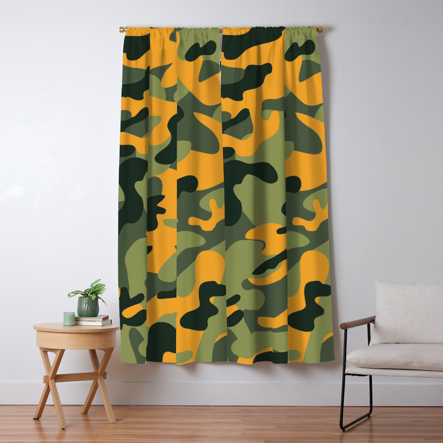 Green Orange Camo Blackout Curtain By Christyne Society6