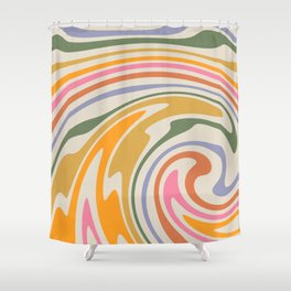 Rainbow Swirl Abstract Retro 70s  Shower Curtain