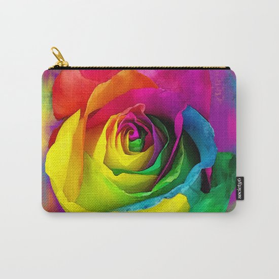 Rainbow Rose Colourful Background Carry-All Pouch