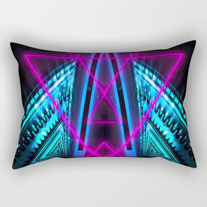 Neon landscape: Pink Triangles Rectangular Pillow