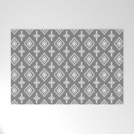 Grey and White Native American Tribal Pattern Welcome Mat