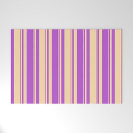 [ Thumbnail: Tan & Orchid Colored Stripes Pattern Welcome Mat ]