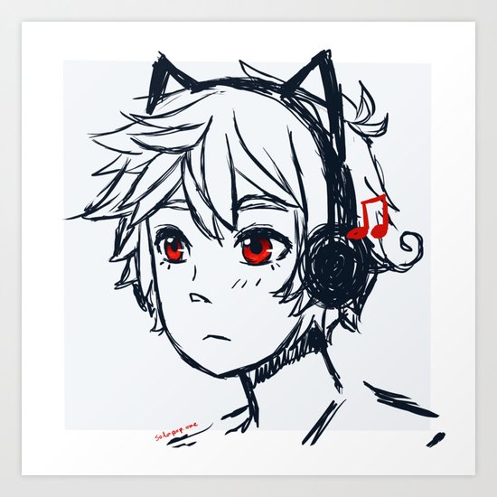 Cat Anime Boy Drawing Anime Cat Boy Art Print By Sodapopfox Society6 anime cat boy art print by sodapopfox