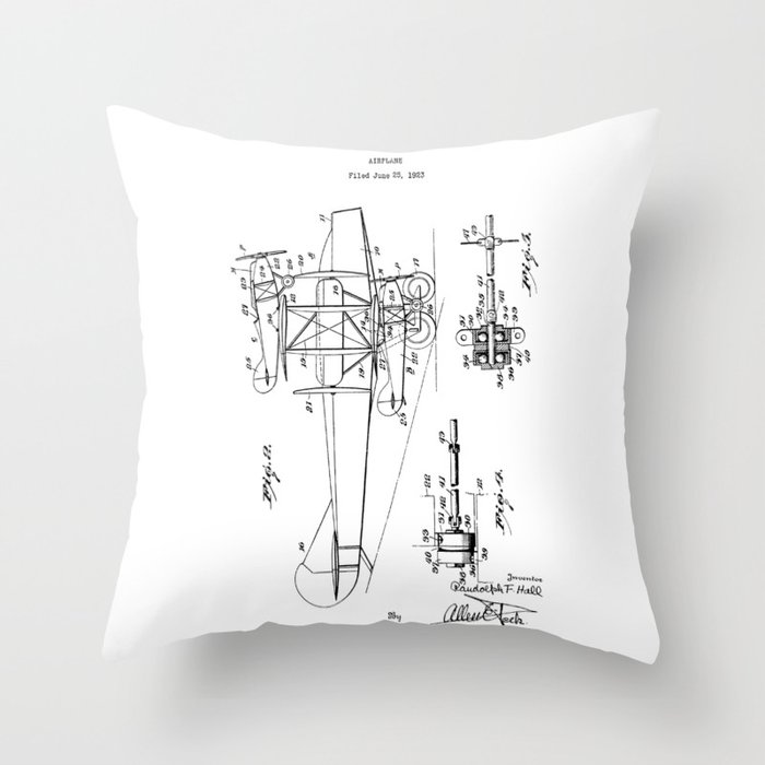 Vintage Airplane Blueprint 1923's Throw Pillow