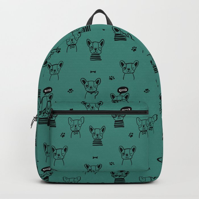 Green Blue and Black Hand Drawn Dog Puppy Pattern Backpack