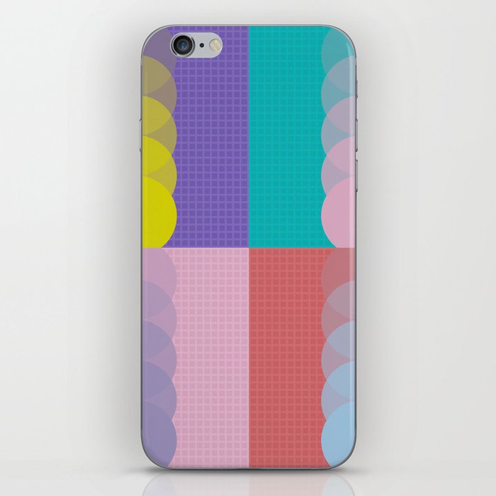 Grid retro color shapes patchwork 3 iPhone Skin