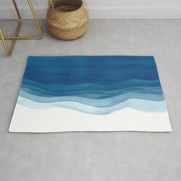 Watercolor blue waves Rug