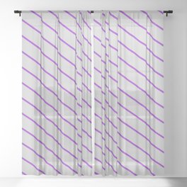 [ Thumbnail: Light Gray and Dark Orchid Colored Lined Pattern Sheer Curtain ]