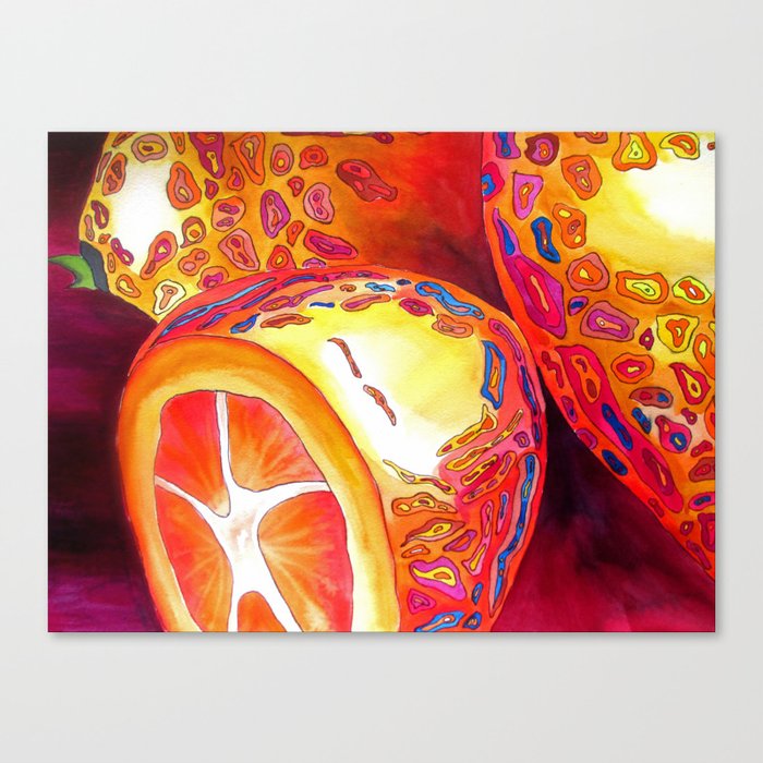 Orange Kumquat Citrus Pop Art Watercolor Fruit Canvas Print By