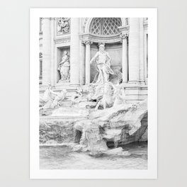 Trevi Fountain in Black and White | Ancient Architecture in Rome Art Print | Travel Photography in Italy Art Print