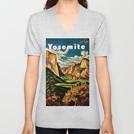 Yosemite National Park - Vintage Travel V Neck T Shirt