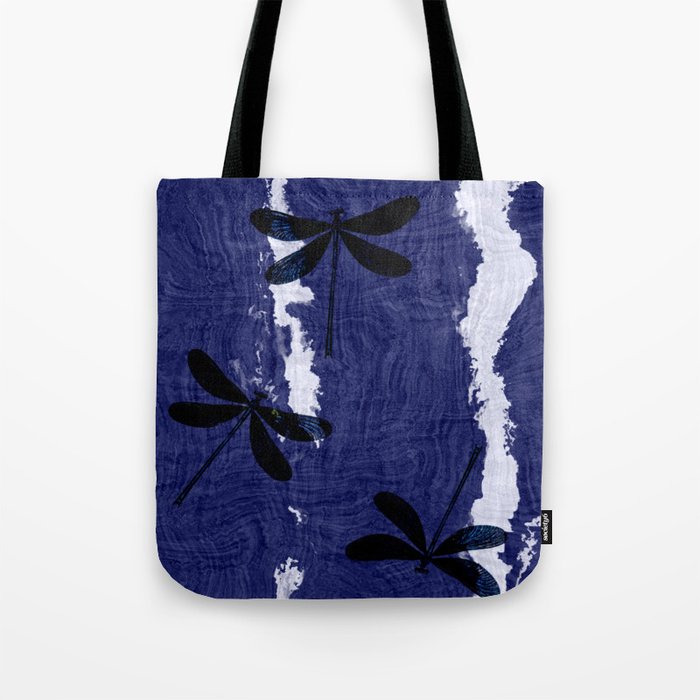 Indigo and Dragonflies Tote Bag