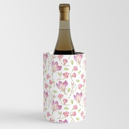 Pink lilac watercolor hand painted magnolia pattern Wine Chiller