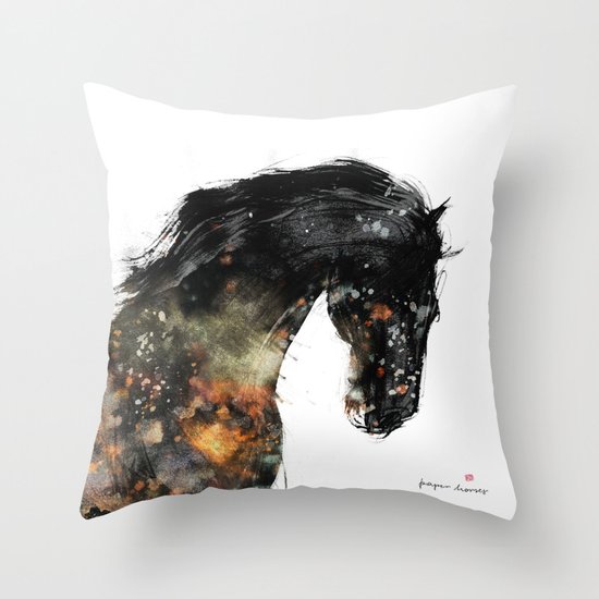 Horse portrait (Distant Galaxy) Throw Pillow