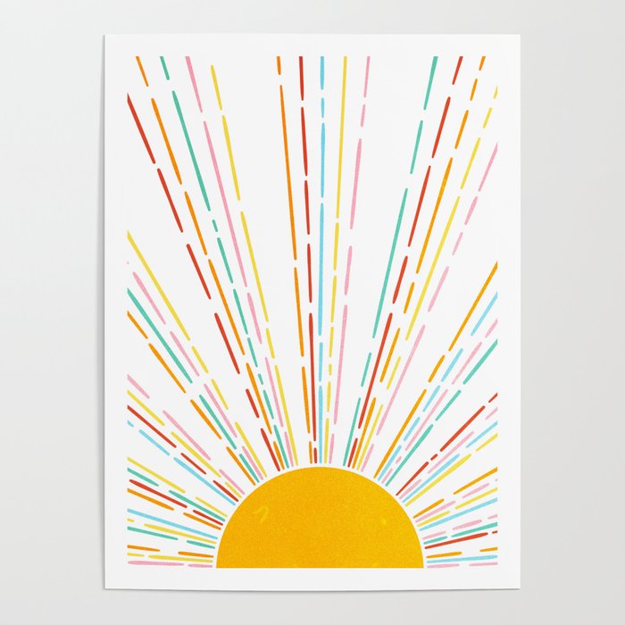 Retro Sunburst: Rainbow Edition Poster