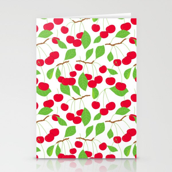 Cherry fruit tree seamless pattern illustration  Stationery Cards