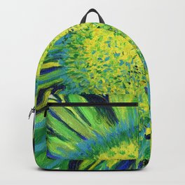 Green Daisy Painting Backpack | Paint, Nature, Mouthpainter, Gerber, Green, Paintings, Painting, Acrylic, Abstract, Flower 