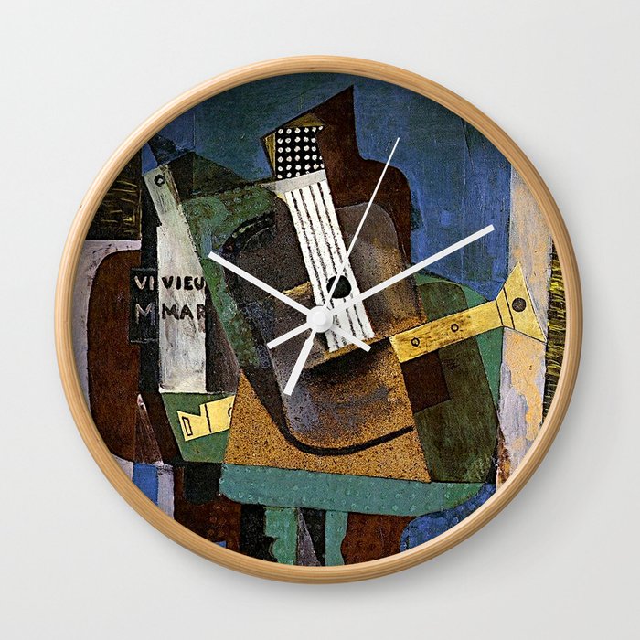 Pablo Picassso Guitar, Clarinet and Bottle Wall Clock