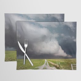 Low Clearance - Country Road Leads to Ground Scraping Storm Cloud on Spring Day in Oklahoma Placemat