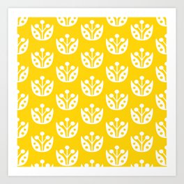 Mid Century Modern Abstract Flower Pattern 821 Yellow Art Print