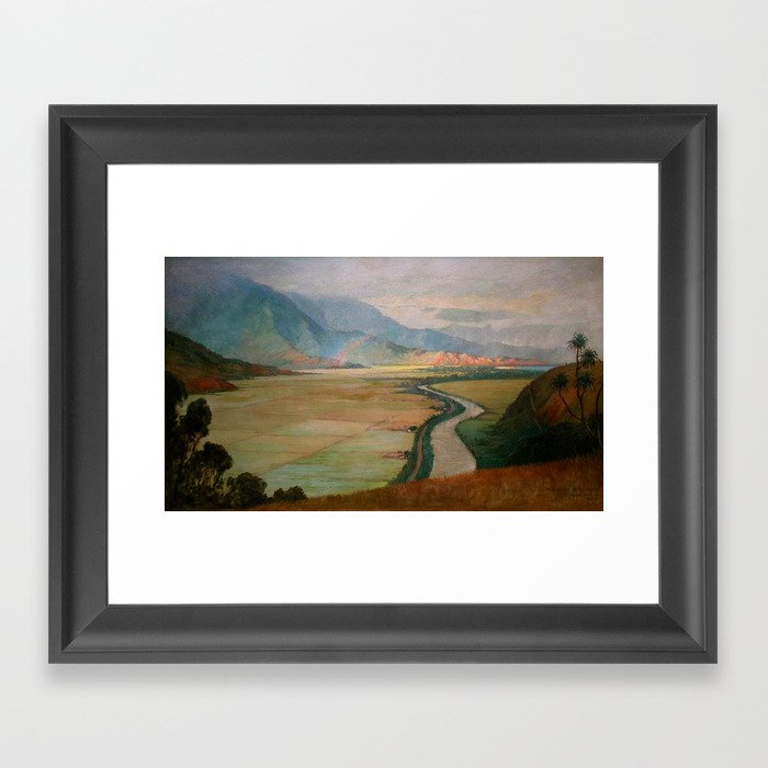 Hanalei Valley, Kauai, Hawaiian landscape painting by D. Howard Hitchcock Framed Art Print