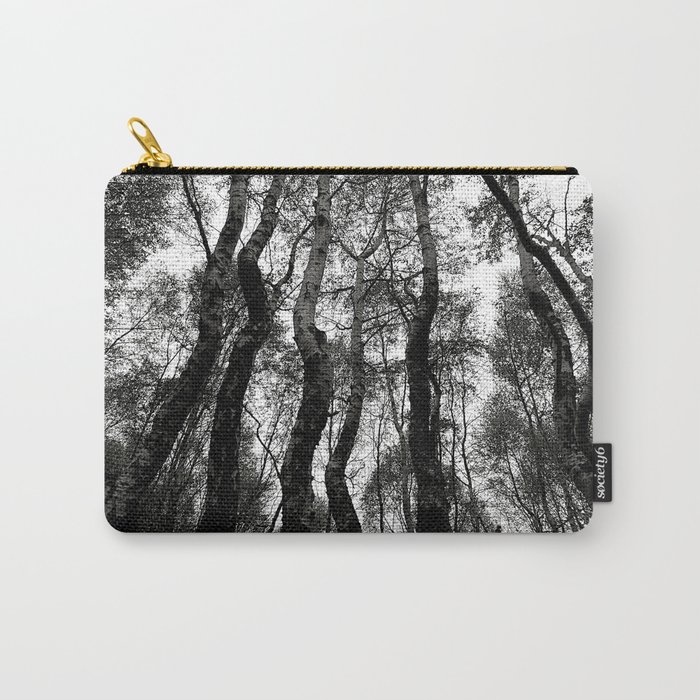 Birch Trees in the Shade in the Scottish Highlands in Black and White Carry-All Pouch