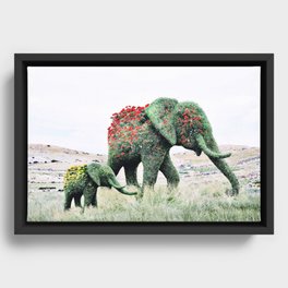Blossom Elephants Framed Canvas
