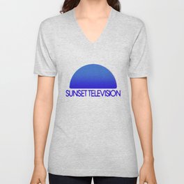 Sunset Television Logo Blue V Neck T Shirt