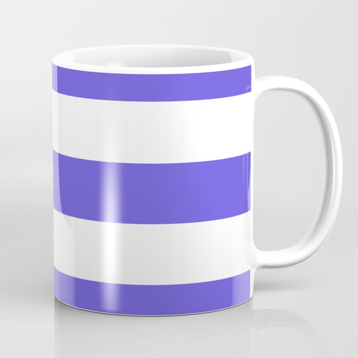 Majorelle blue -  solid color - white stripes pattern Coffee Mug