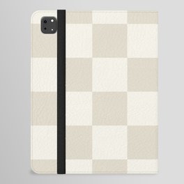 Checkerboard Check Checkered Pattern in Mushroom Beige and Cream iPad Folio Case
