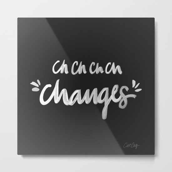 Bowie – White Ink Metal Print