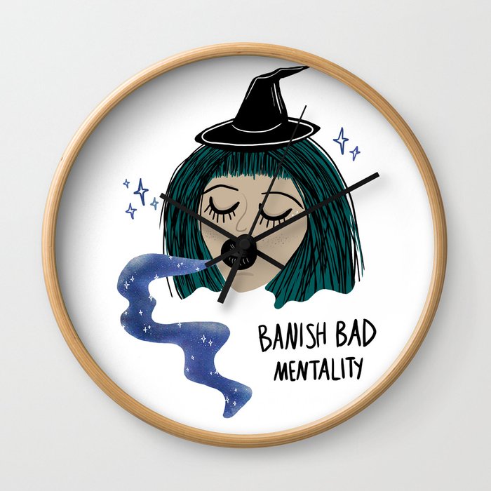 Banish Bad Mentality Witch Wall Clock