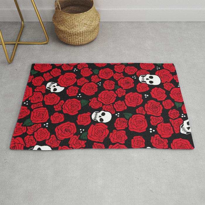 Skulls and Roses Pattern Rug