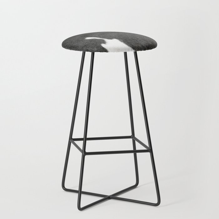 Black Cowhide, Cow Skin Print Pattern, Modern Cowhide Faux Leather Bar Stool