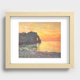 Claude Monet - Soleil couchant à Etretat -  Etretat, Cliff of d'Aval, Sunset - Impressionism Recessed Framed Print