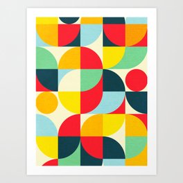 Mid Century Bauhaus Geometric Pattern Art Print