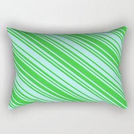 [ Thumbnail: Turquoise & Lime Green Colored Pattern of Stripes Rectangular Pillow ]