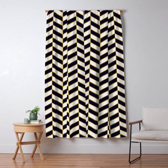 Herringbone Geometric Chevron Black And White Pattern Blackout Curtain By Brankapd Society6