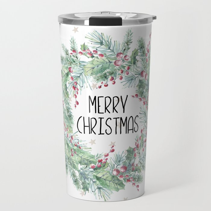 Christmas Wreath Merry Christmas Travel Mug