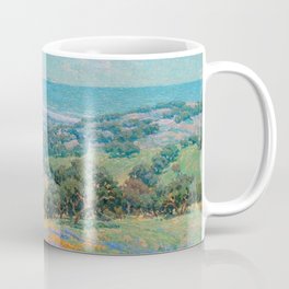 Malibu Coast, California with wild poppies floral seascape painting by Granville Redmond Coffee Mug