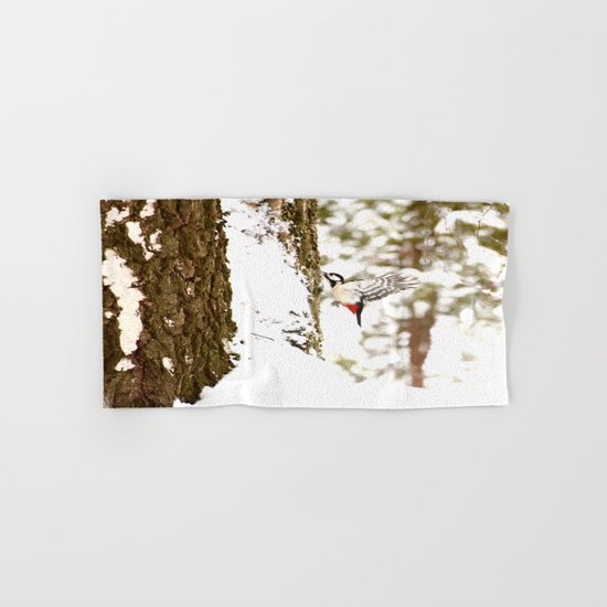 Woodpecker In Forest Hand & Bath Towel