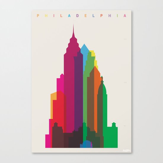 Shapes of Philadelphia accurate to scale Canvas Print