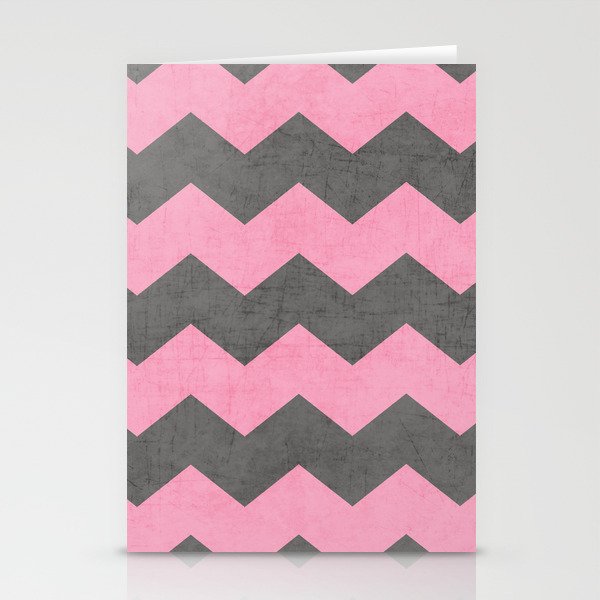 chevron - pink and gray Stationery Cards