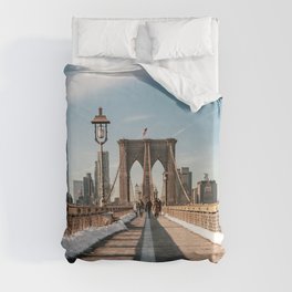 Brooklyn Bridge and Lower Manhattan Skyline | Travel Photography Duvet Cover