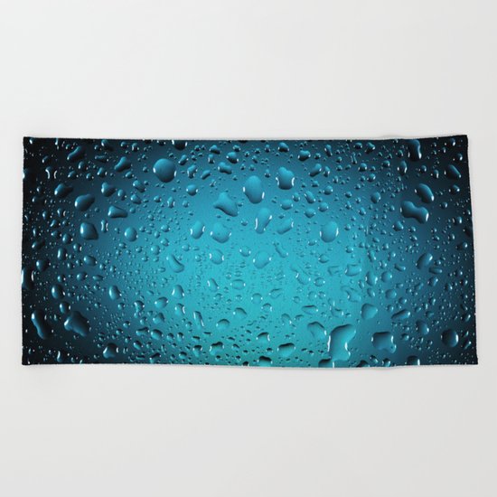 Stylish Cool Blue water drops Beach Towel