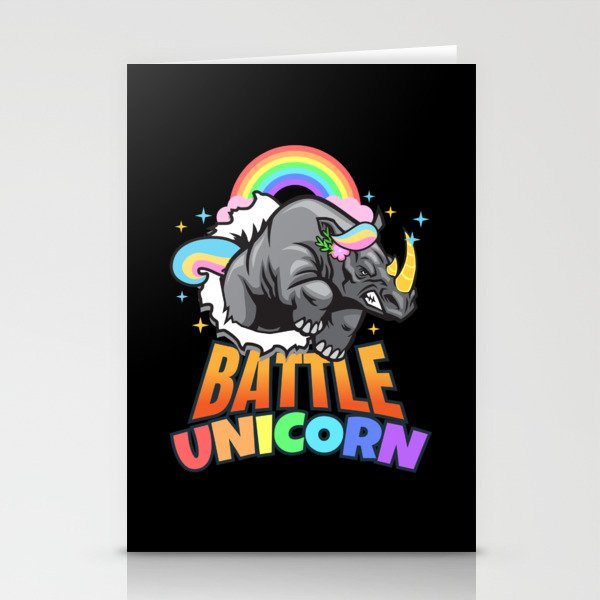 Battle Unicorn Rhino Unicorn Rhino Stationery Cards